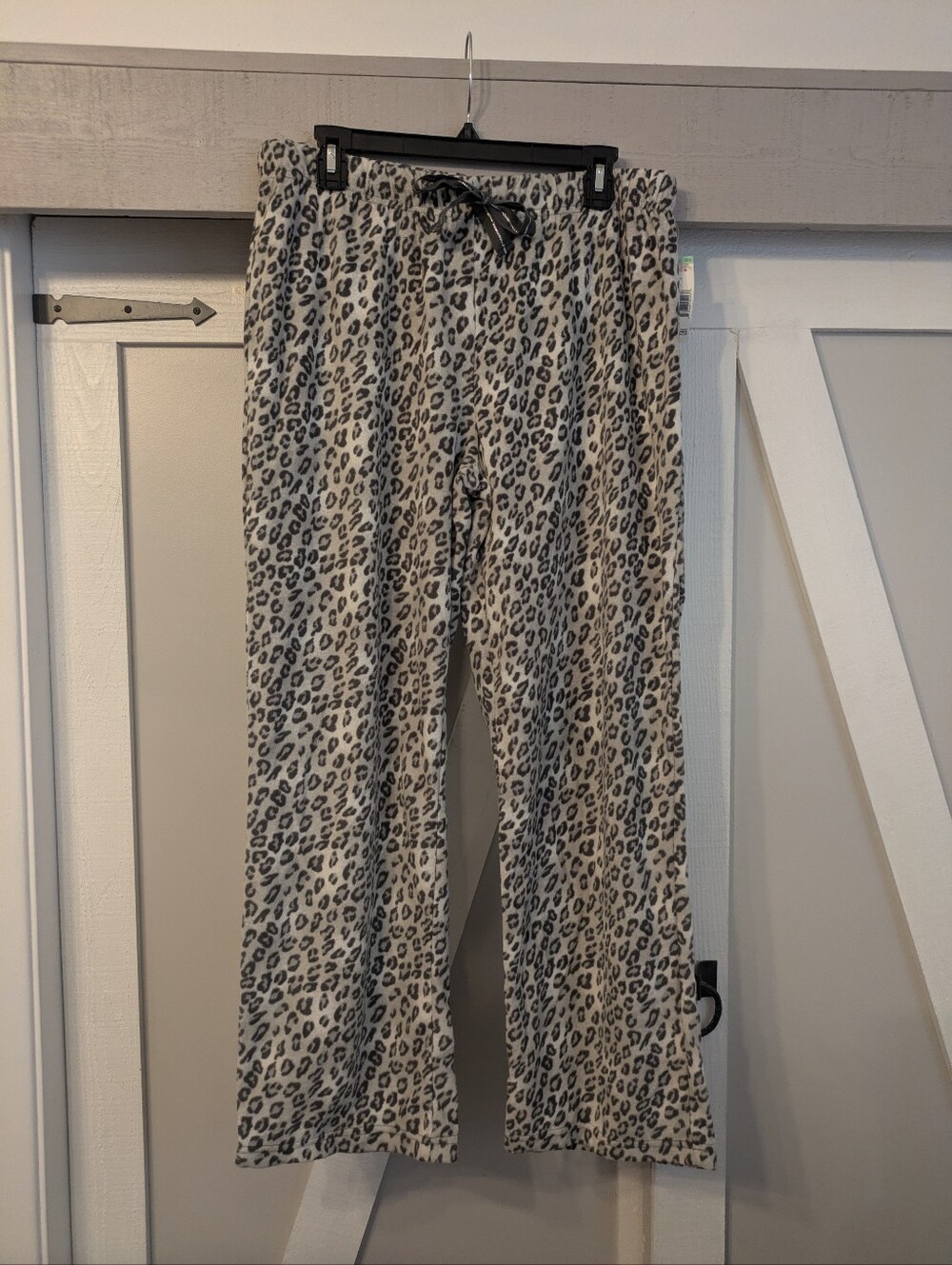 Women's Large Covington Leopard Print Fleece Long Lounge Pants PJ Pants New